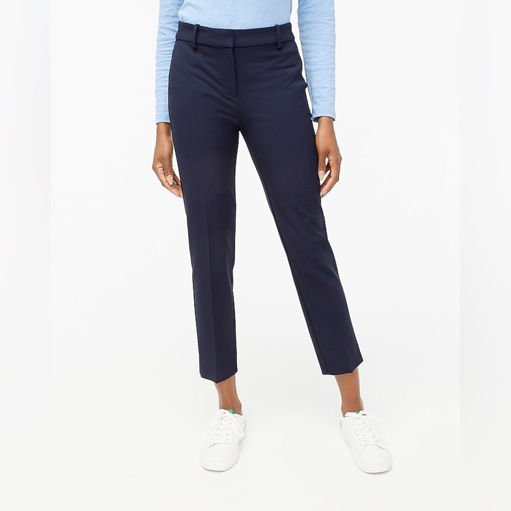 J.Crew factory slim cropped ruby pant in stretch twill color navy size 2